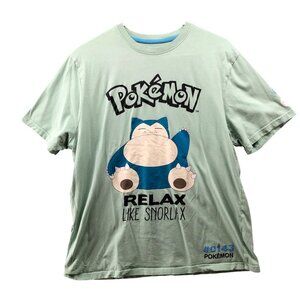 Pokemon Snorlax T Shirt Size L‎ Sage Green Short Sleeve Relax Like Unisex